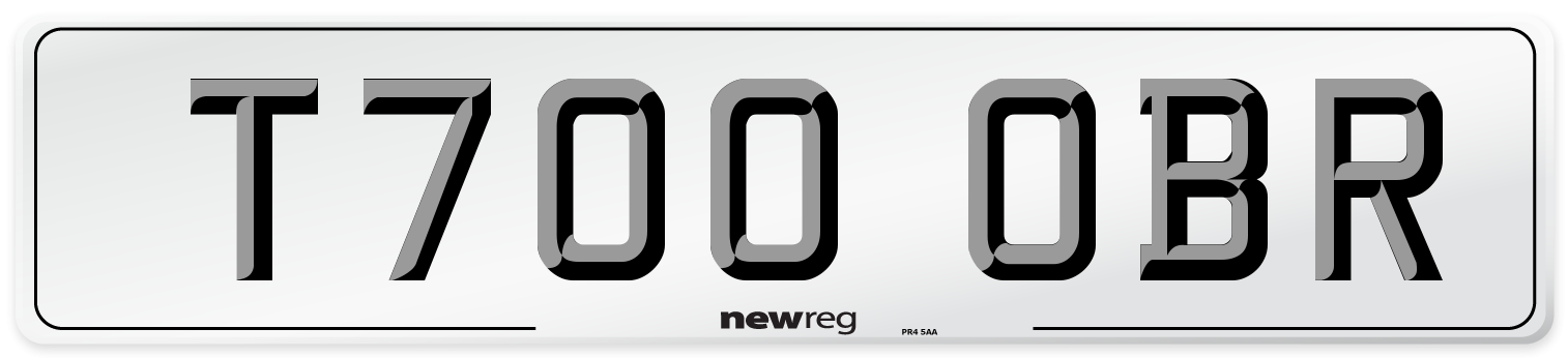 T700 OBR Number Plate from New Reg
